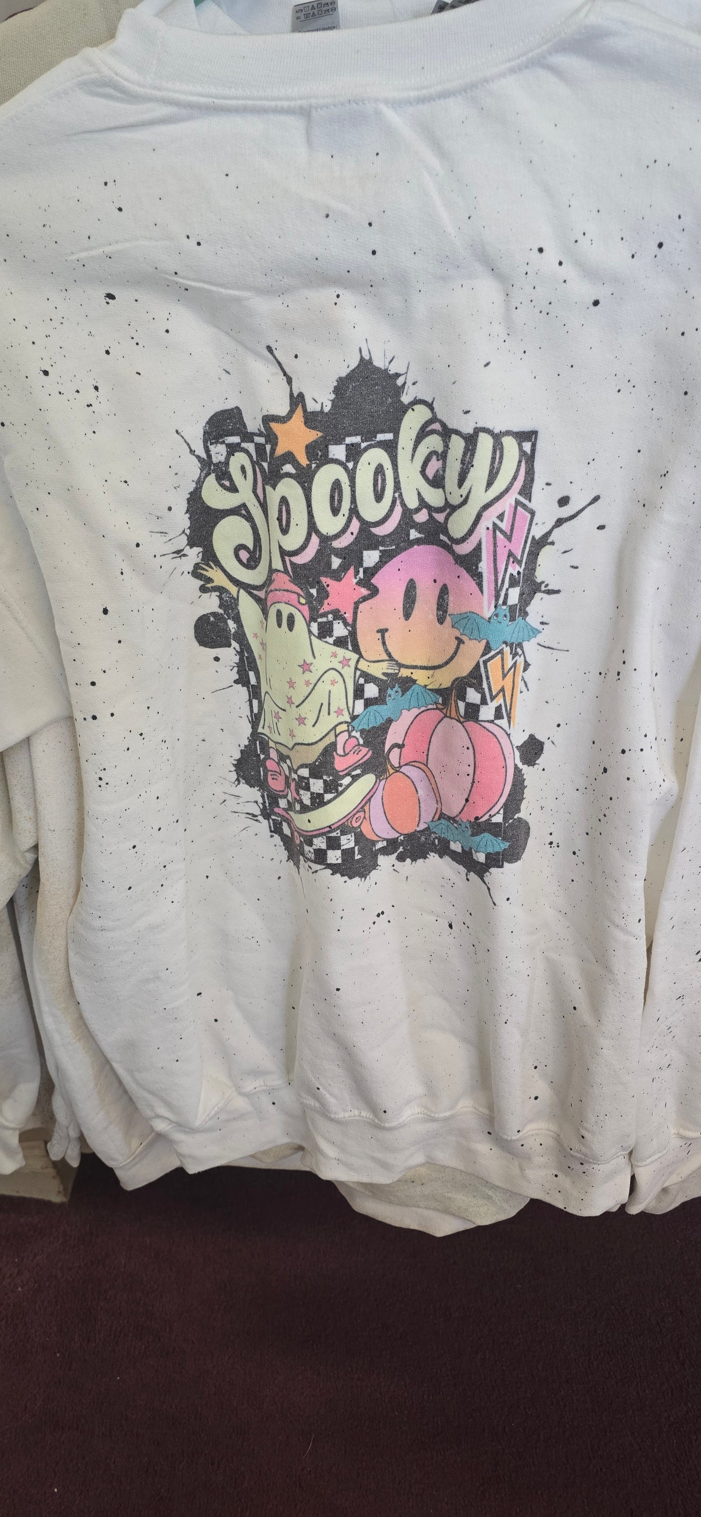 Retro Spooky Vibes Crewneck Sweatshirt w/ Pocket Patch