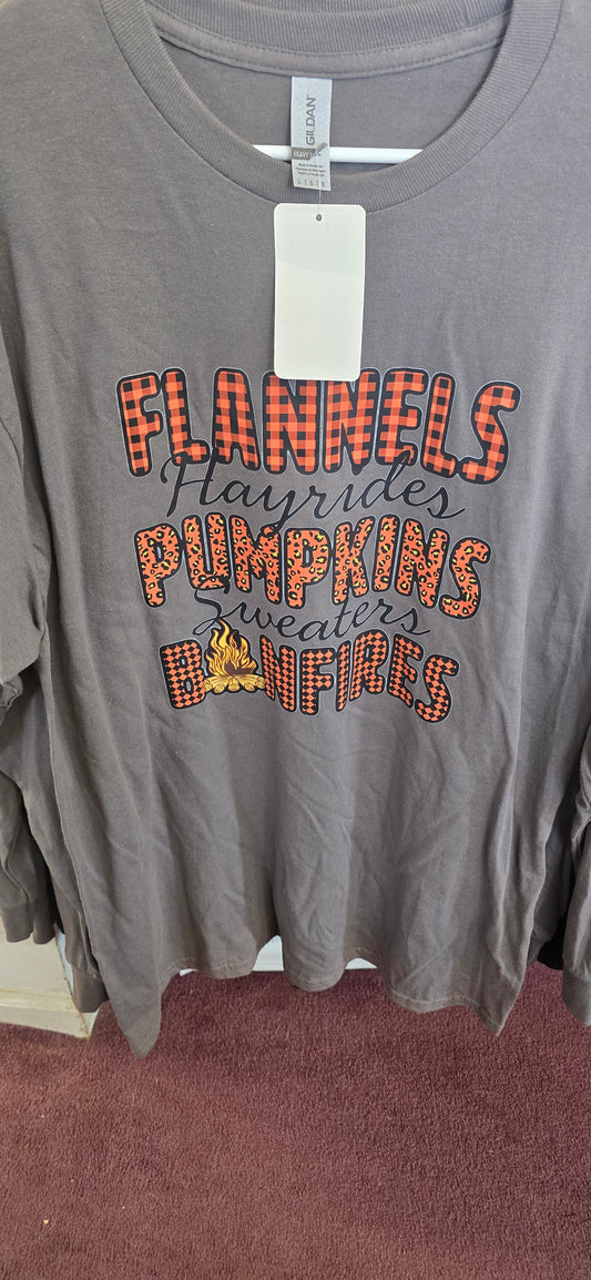 Flannels, Pumpkins, Bonfires Long Sleeve T-Shirt