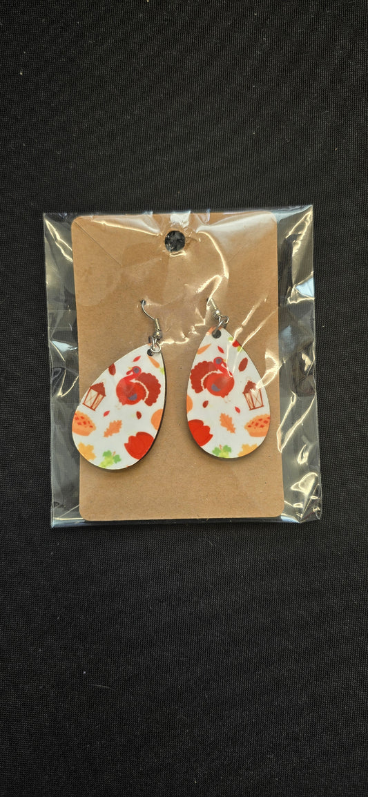 Thanksgiving Double Sided Tear Drop Dangle Earrings