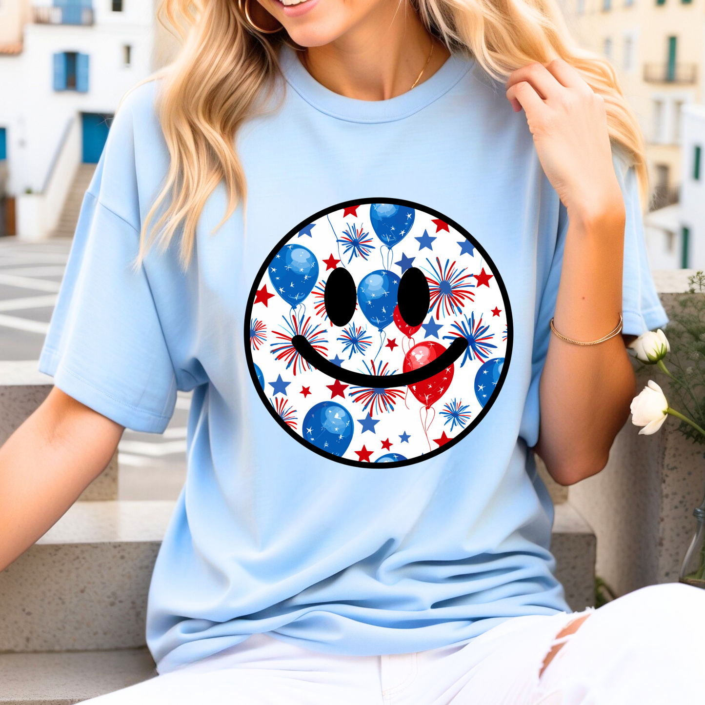 Firework Smiley Graphic Tee