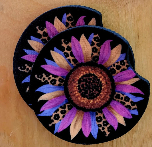 2PC Sunflower Car Coaster Set