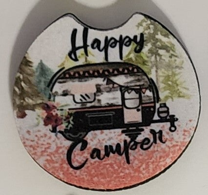 2PC Happy Camper Car Coaster Set