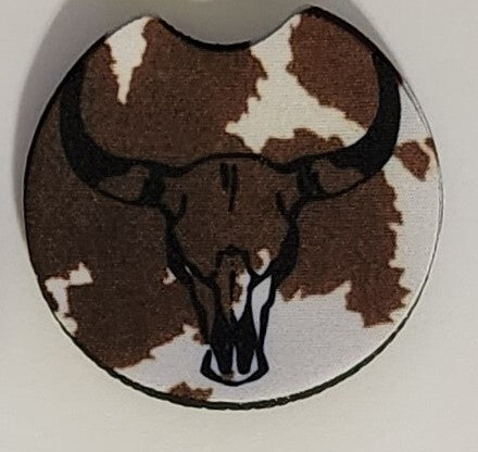 2PC Cow Print Neoprene Car Coaster Set