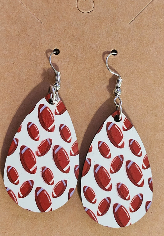 Football Double Sided Tear Drop Dangle Earrings