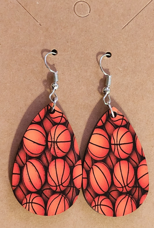 Basketball Double Sided Tear Drop Dangle Earrings