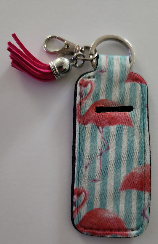 Neoprene Flamingo Chapstick Holder Keychain
