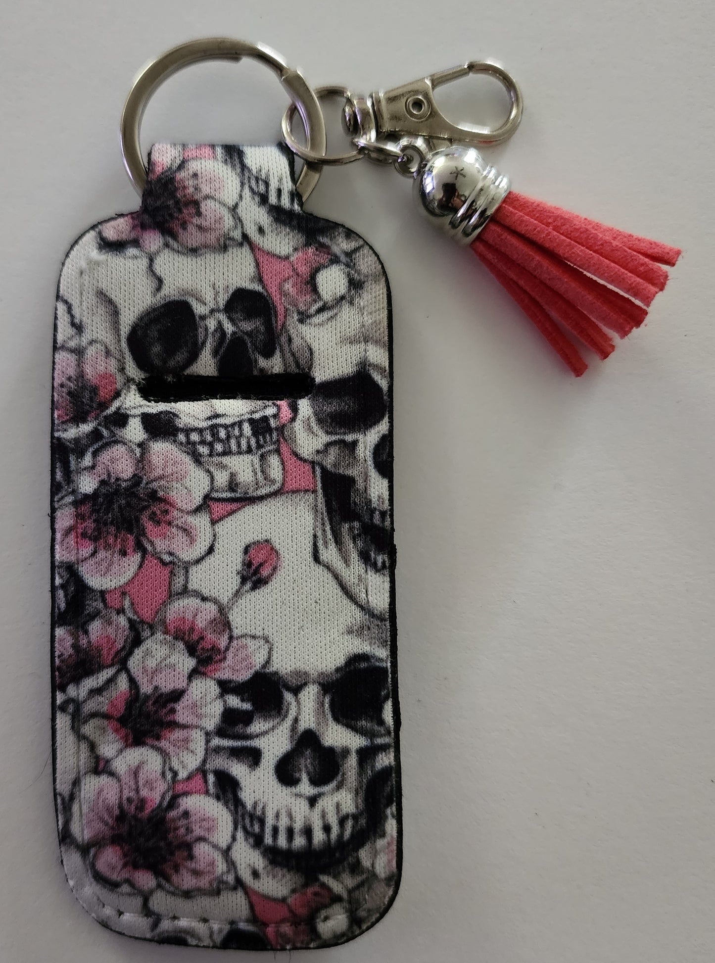 Neoprene Skull Chapstick Holder Keychain