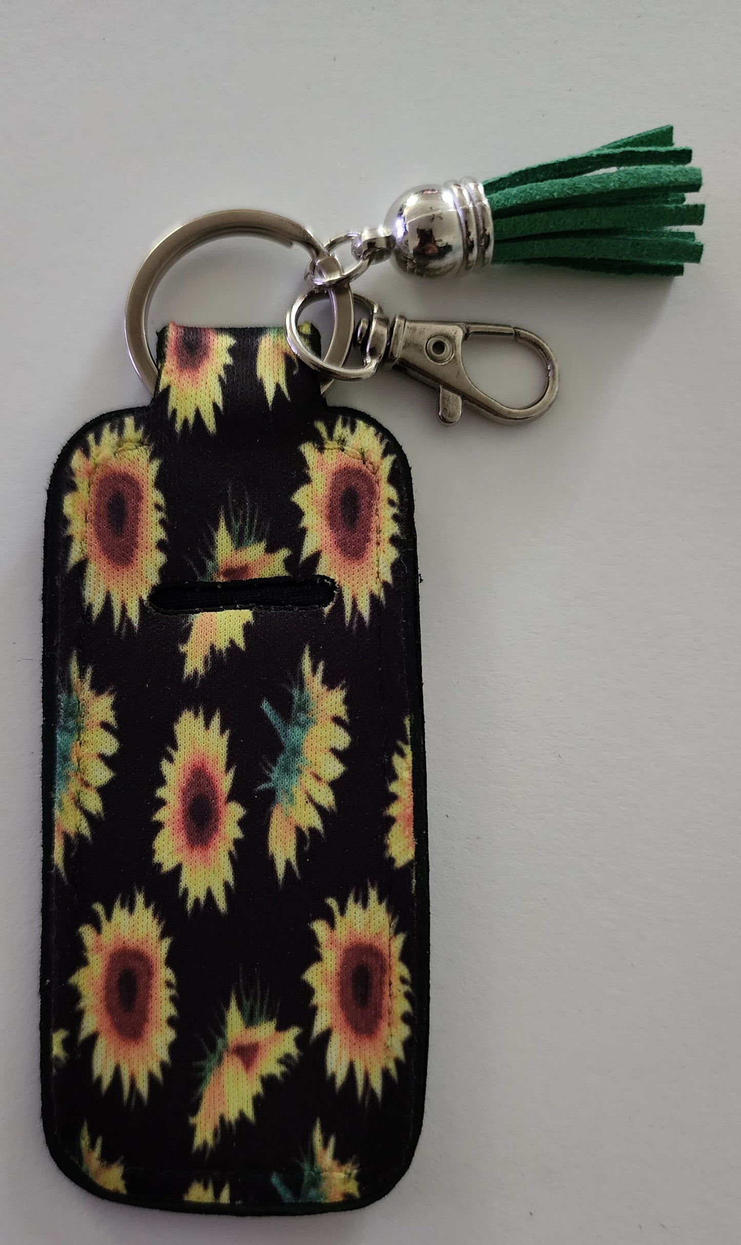 Neoprene Sunflower Chapstick Holder Keychain