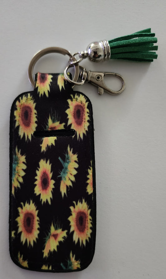 Neoprene Sunflower Chapstick Holder Keychain