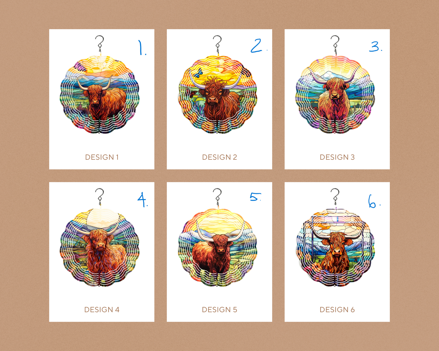 Highland Cow Wind Spinner (Multiple Designs)