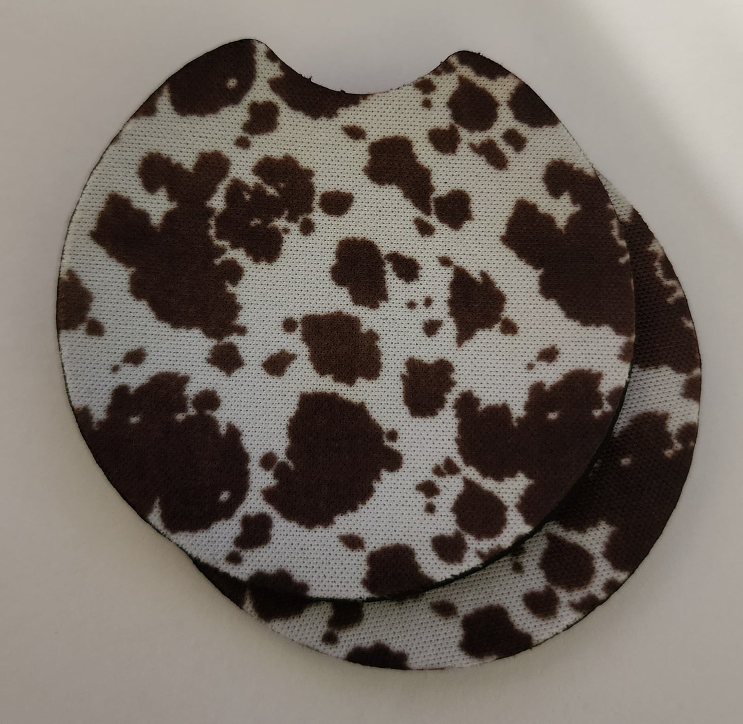 2PC Brown Cow Print Car Coaster Set