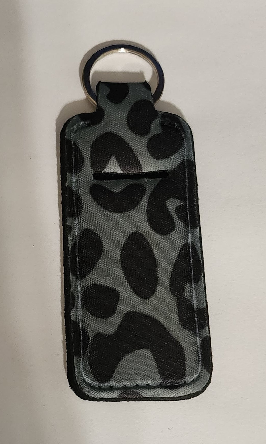 Black Cheetah Print Chapstick Holder Keychain
