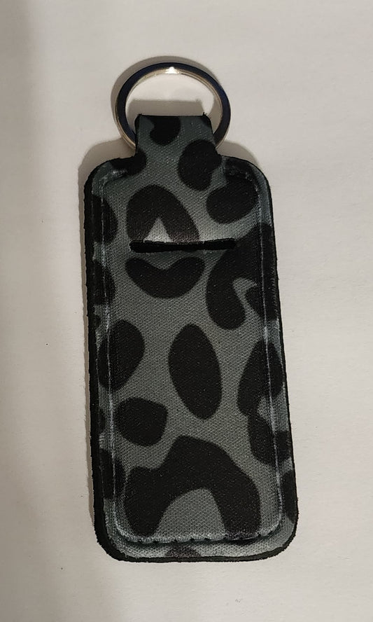 Black Cheetah Print Chapstick Holder Keychain