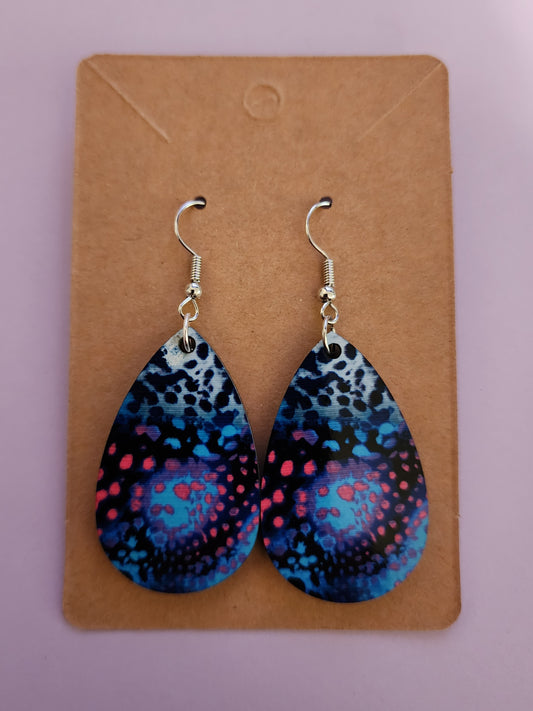 Colorful Cheetah Print Double Sided Tear Drop Dangle Earrings