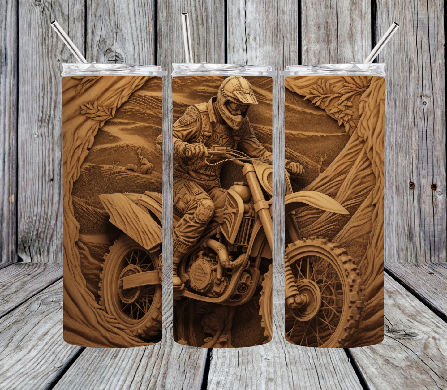 15oz/20oz/30oz TSR Wood Dirt Bike Tumbler