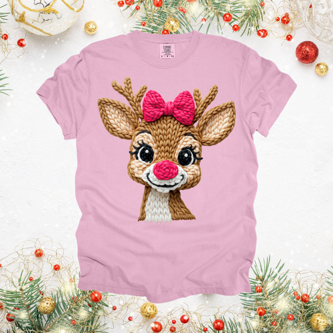 Stitched Reindeer w/ Bow Design