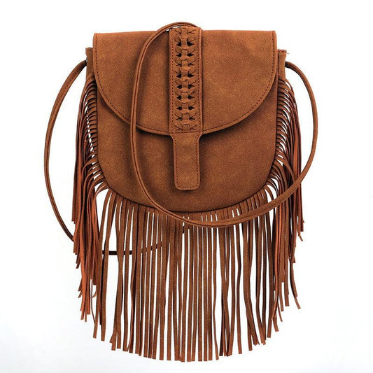 Dakota Tasseled Boho Leather Bag - Trendy Large Tassel Shoulder Bag
