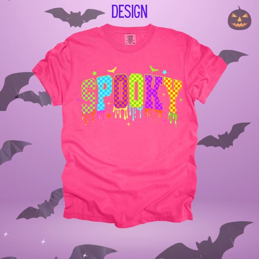Neon Checkered Spooky Design