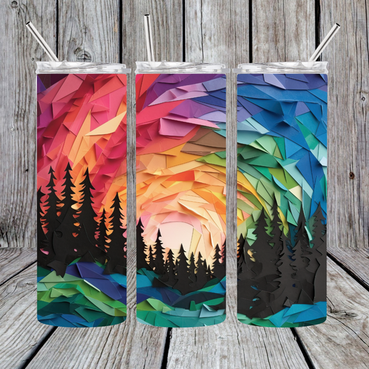 15oz/20oz/30oz TSR Colorful Paper Trees Tumbler