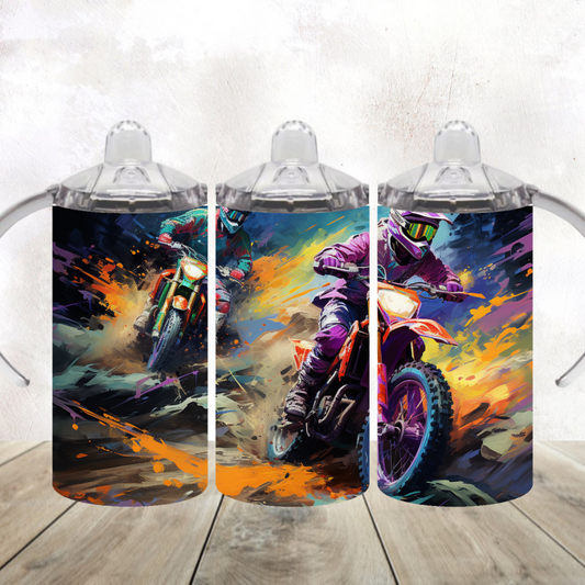 12oz Sippy TSR Colorful Dirtbike Tumbler