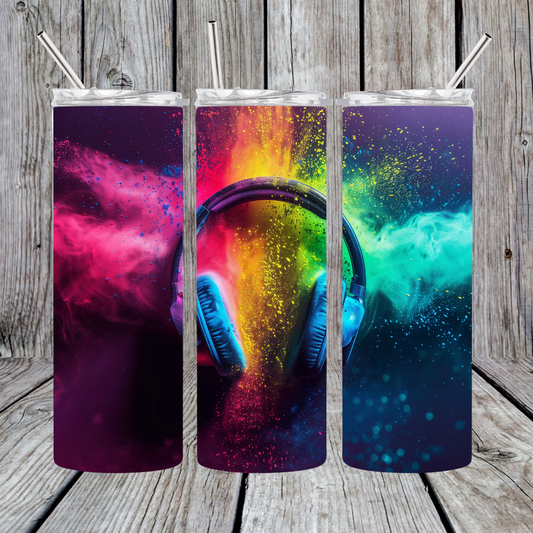 15oz/20oz/30oz Colorful Headphones Tumbler