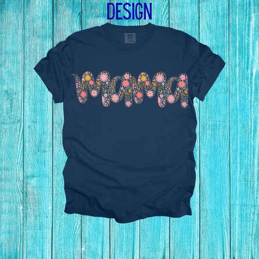 Navy Floral Mama Design