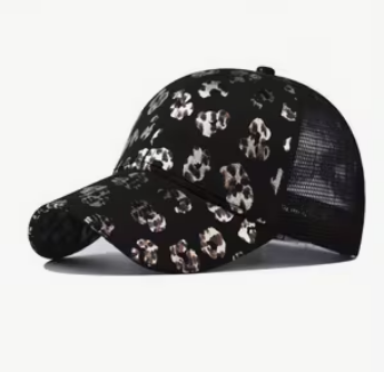 Gold and Black Cheetah Print High Ponytail Hat