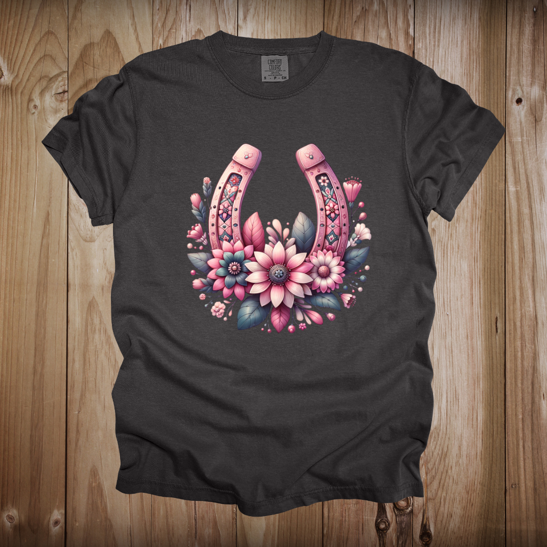 Pink and Gray Horse Shoe Design