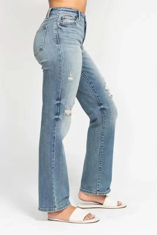 Judy Blue Full Size High Waist Distressed Dad Jean