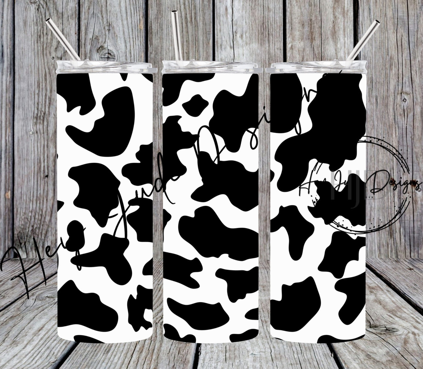 Digital Download 20oz Black & White Cow Print Tumbler Wrap PNG
