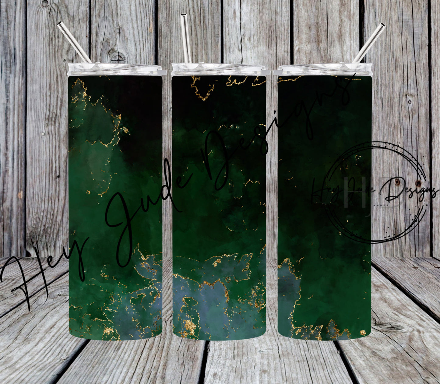 Digital Download 20oz Green & Gold Geode Tumbler Wrap PNG