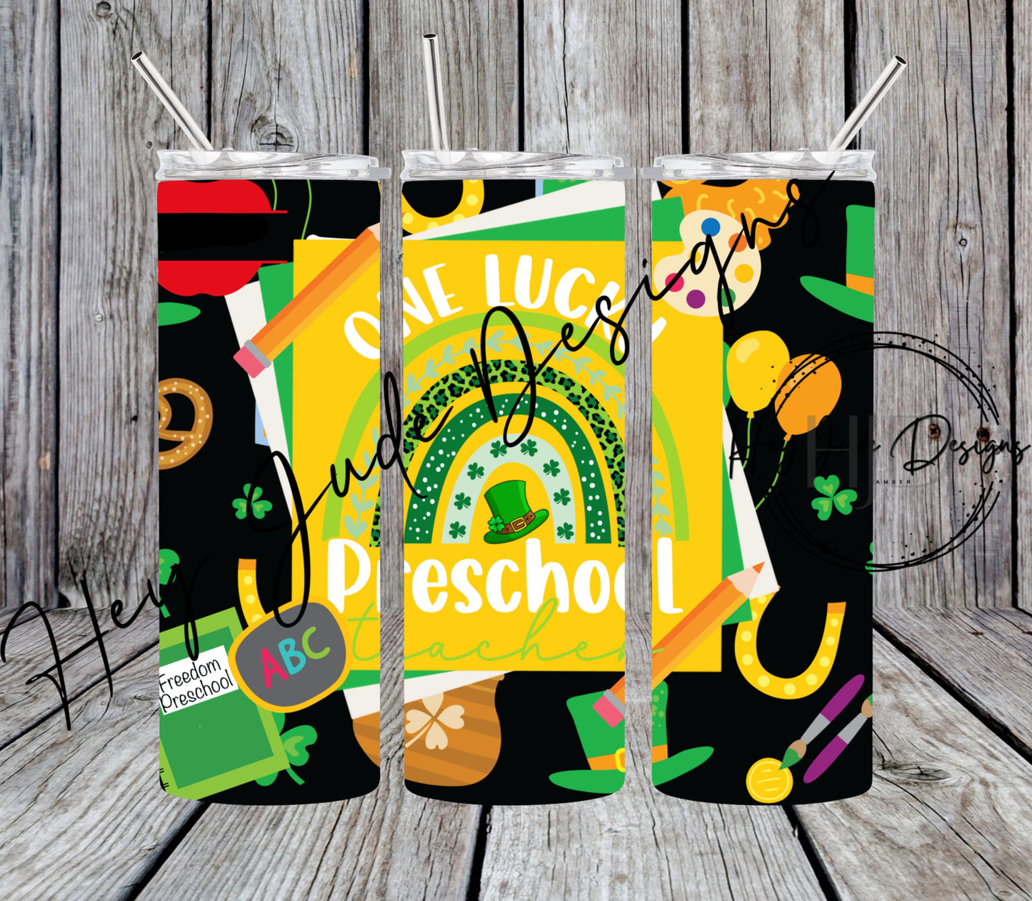 Digital Download 20oz Lucky Preschool Teacher Tumbler Wrap PNG