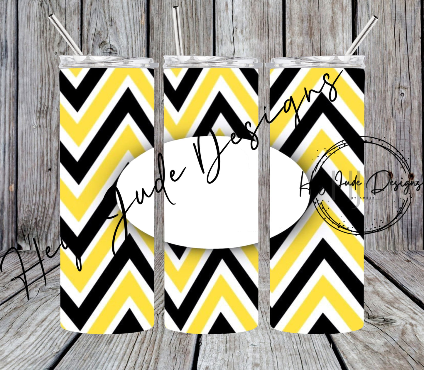 Digital Download 20oz Blue and Yellow Chevron Customizable Tumbler Wrap PNG