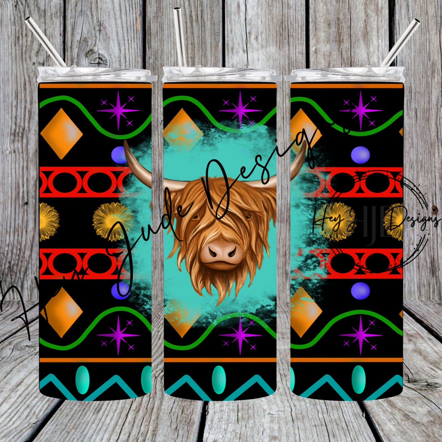 Digital Download 20oz Colorful Highland Tumbler Wrap PNG