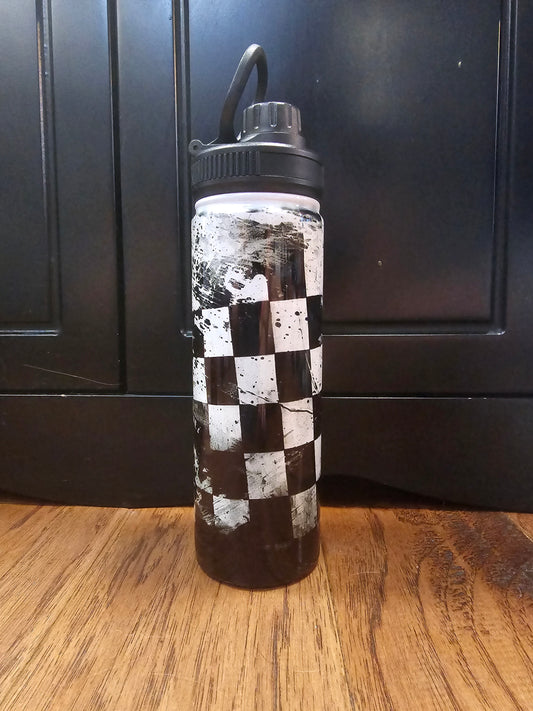 24oz TSR Checkered Flag Screw Top Water Bottle