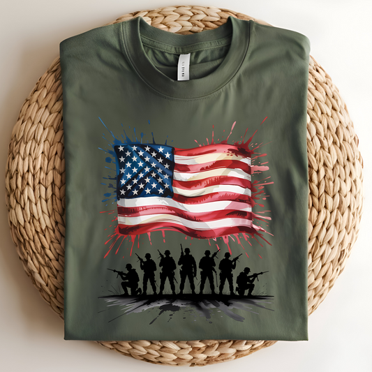 Military American Flag Graphic Tee