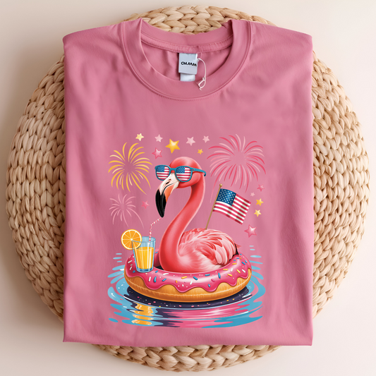 Flamingo Fireworks Graphic Tee