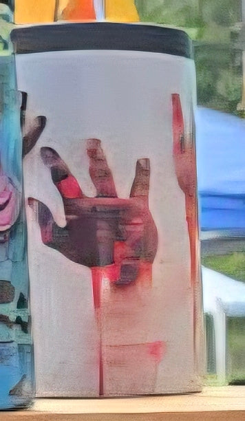 12oz TSR Slim/Regular Bloody Hands Can Cooler