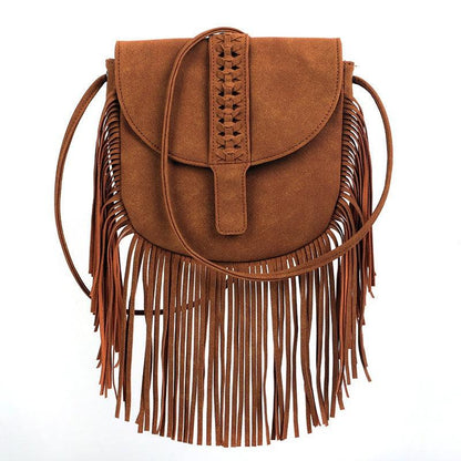 Dakota Tasseled Boho Leather Bag - Trendy Large Tassel Shoulder Bag