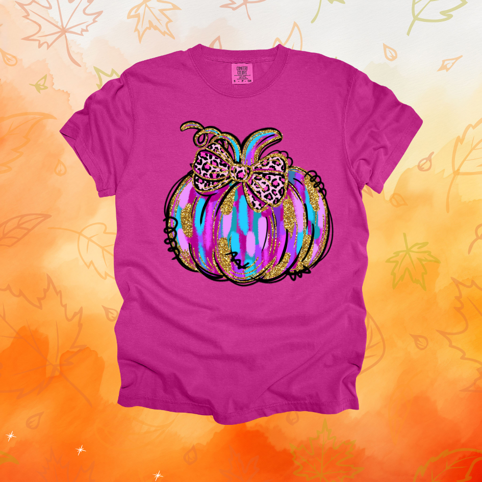 Pink Cheetah Pumpkin Design