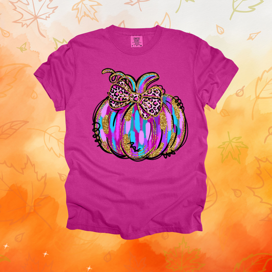 Pink Cheetah Pumpkin Design