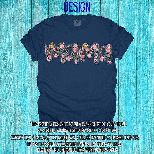 Navy Floral Mama Design